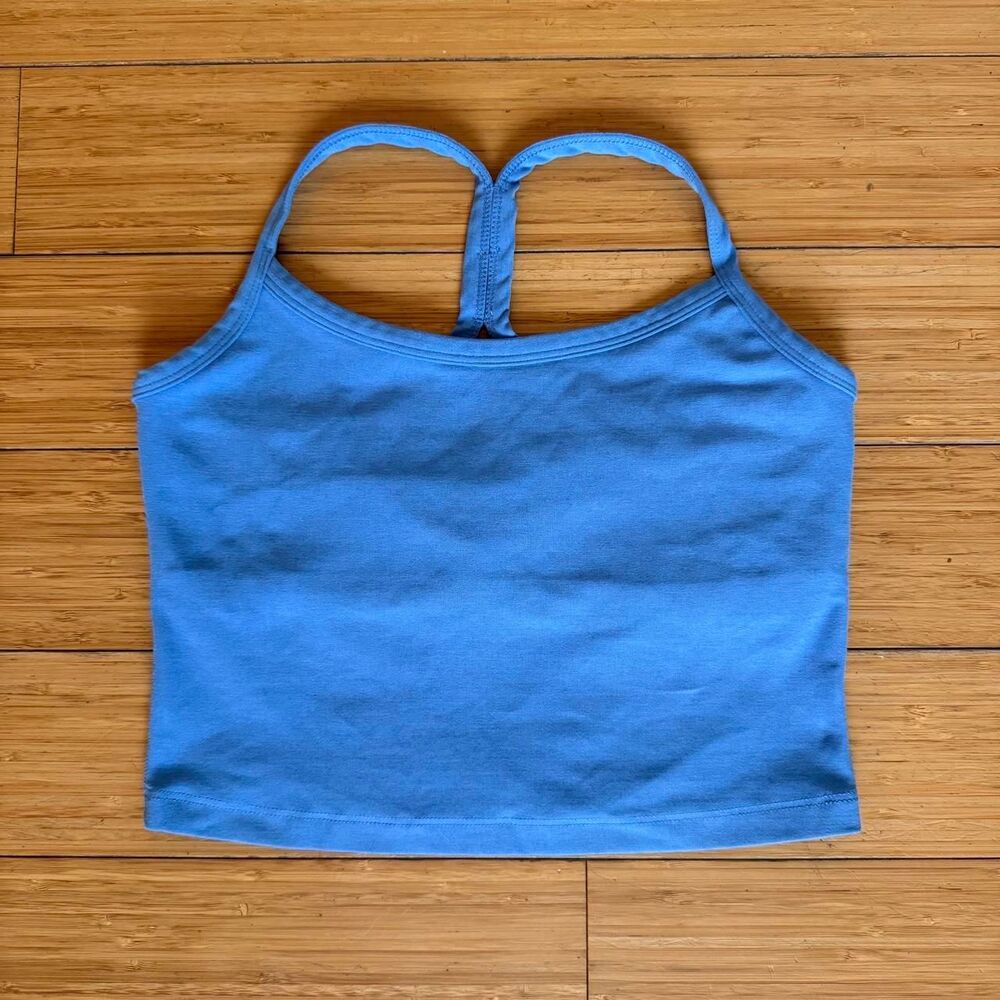 Beyond Yoga Slim Racerback Cropped Tank S Bright Blue Built-In Bra Yoga Pilates